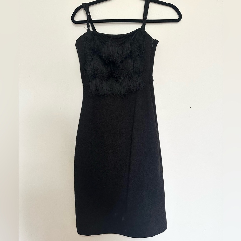 Banana Republic Black Size 2 Fringe Party Dress Removable Straps